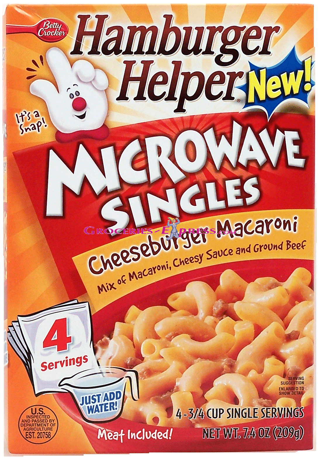 Betty Crocker&nbsp;Hamburger Helper&nbsp;Microwave Singles, cheeseburger macaroni, 4 servings, meat included Full-Size Picture